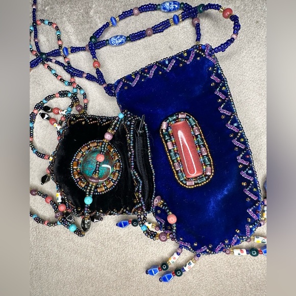 Mini Hand Beaded Velvet Amulet Bags - Picture 5 of 7